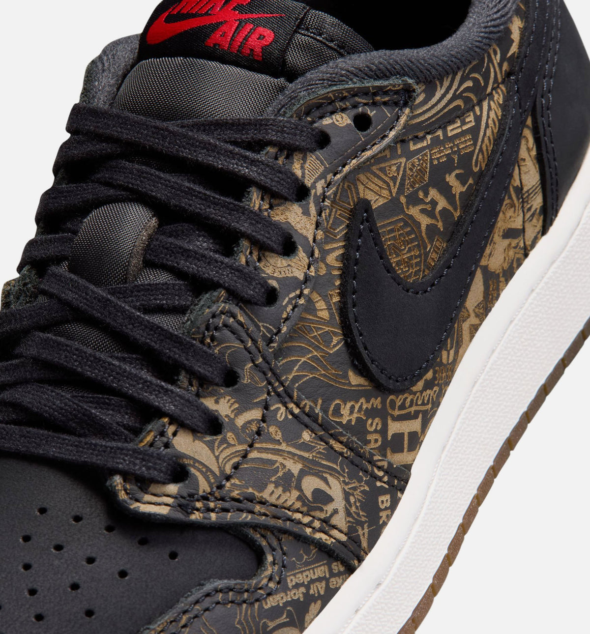 Air Jordan 1 Retro Low OG Laser Grade School Shoes - Black / Varsity Red