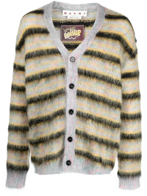 Marni striped mohair-blend cardigan