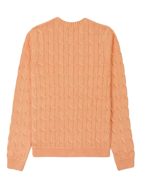 Sporty & Rich logo-embroidered cable-knit jumper