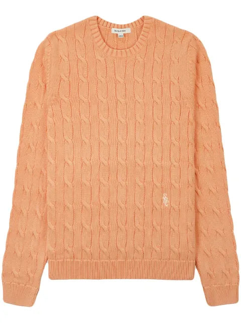 Sporty & Rich logo-embroidered cable-knit jumper