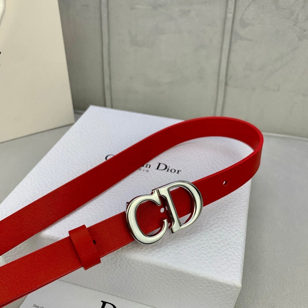 DIOR 25S BELT 20 MM IN RED CALFSKIN WITH SILVER HARDWARE 590777