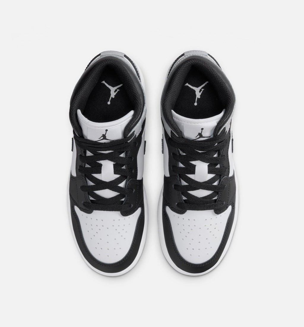 Air Jordan 1 Mid Grade School Shoes - White / Light Smoke Grey / Black