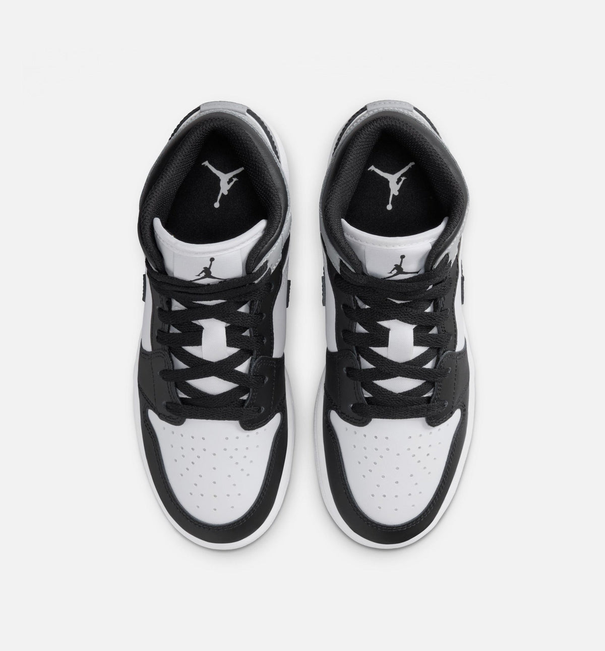 Air Jordan 1 Mid Grade School Shoes - White / Light Smoke Grey / Black