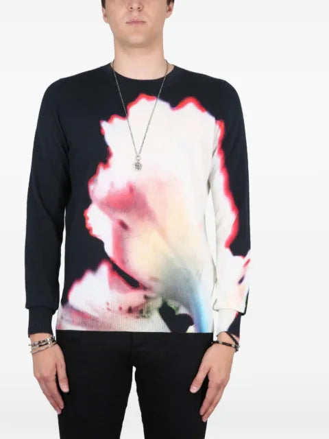 Alexander McQueen Solarised Flower-print cotton sweatshirt