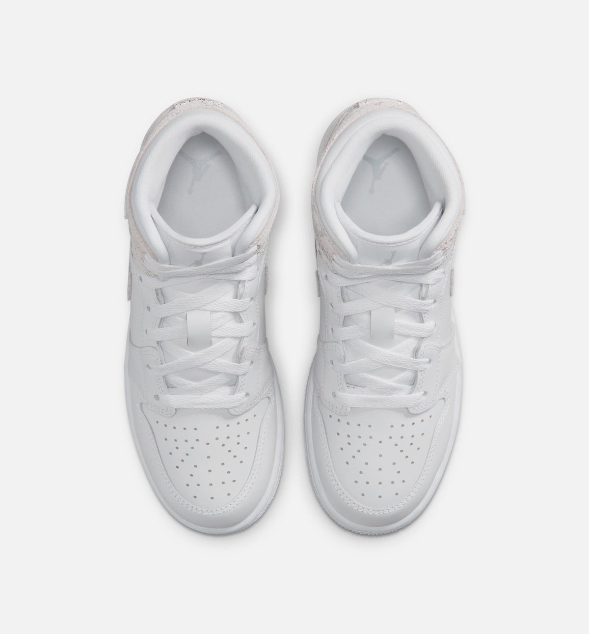 Air Jordan 1 Mid SE Grade School Shoes - White / Field Silver