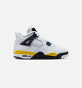 Air Jordan 4 Retro Rare Air Tour Yellow Grade School Lifestyle Shoes - White/Dark Blue Grey/Black/Tour Yellow