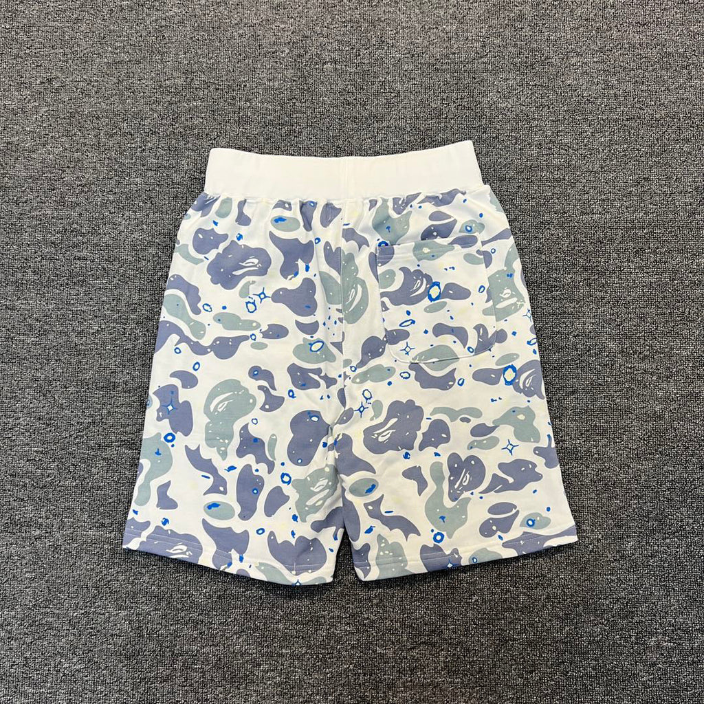BAPE Space Camo Glow-in-the-Dark Shark Shorts - White / Black