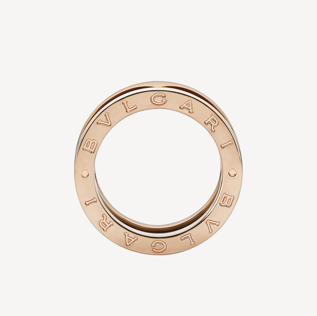 Bvlgari ZERO 1 TWO-BAND LOOPS AND BLACK CERAMIC PINK GOLD RING