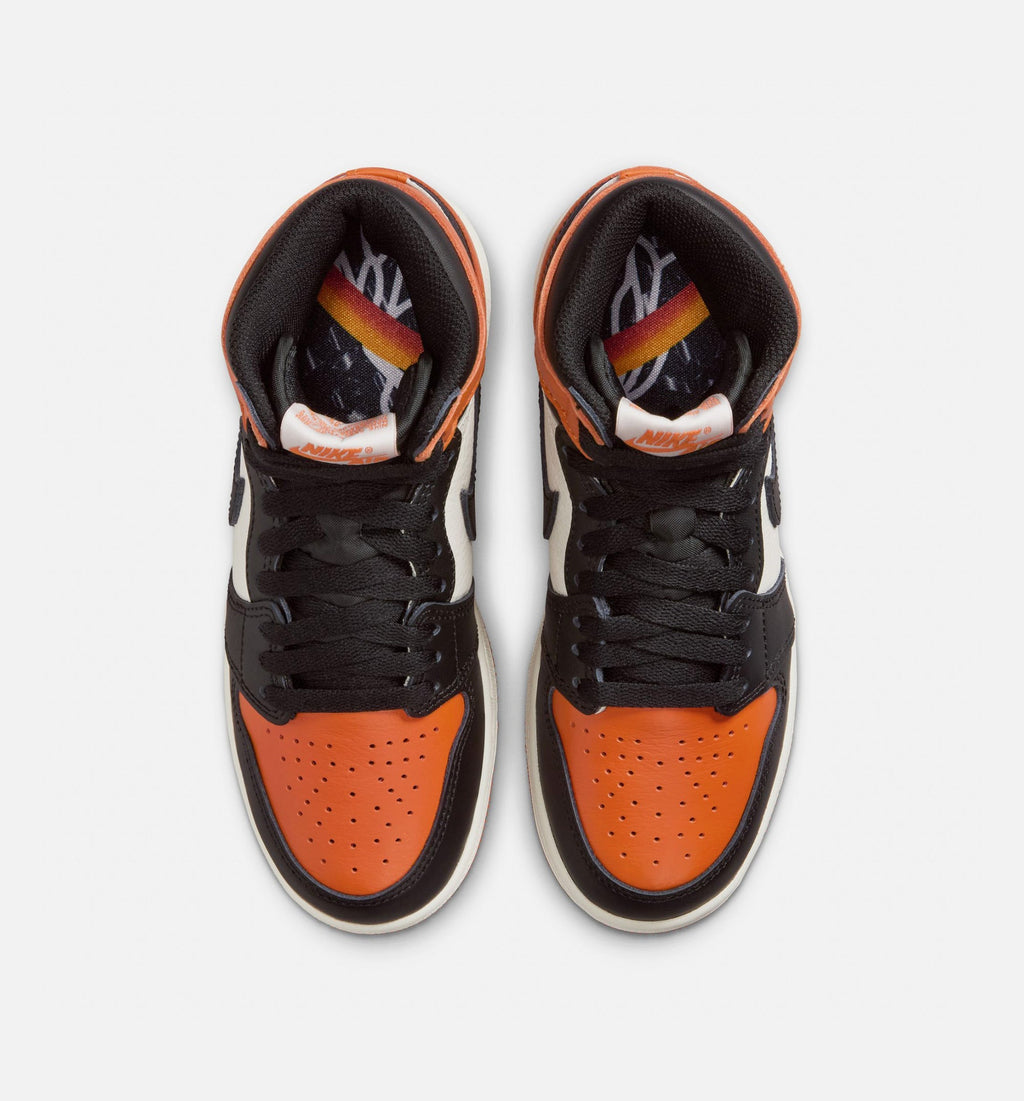Air Jordan 1 Retro High OG Shattered Backboard Grade School Lifestyle Shoes - Black/Sail/Starfish