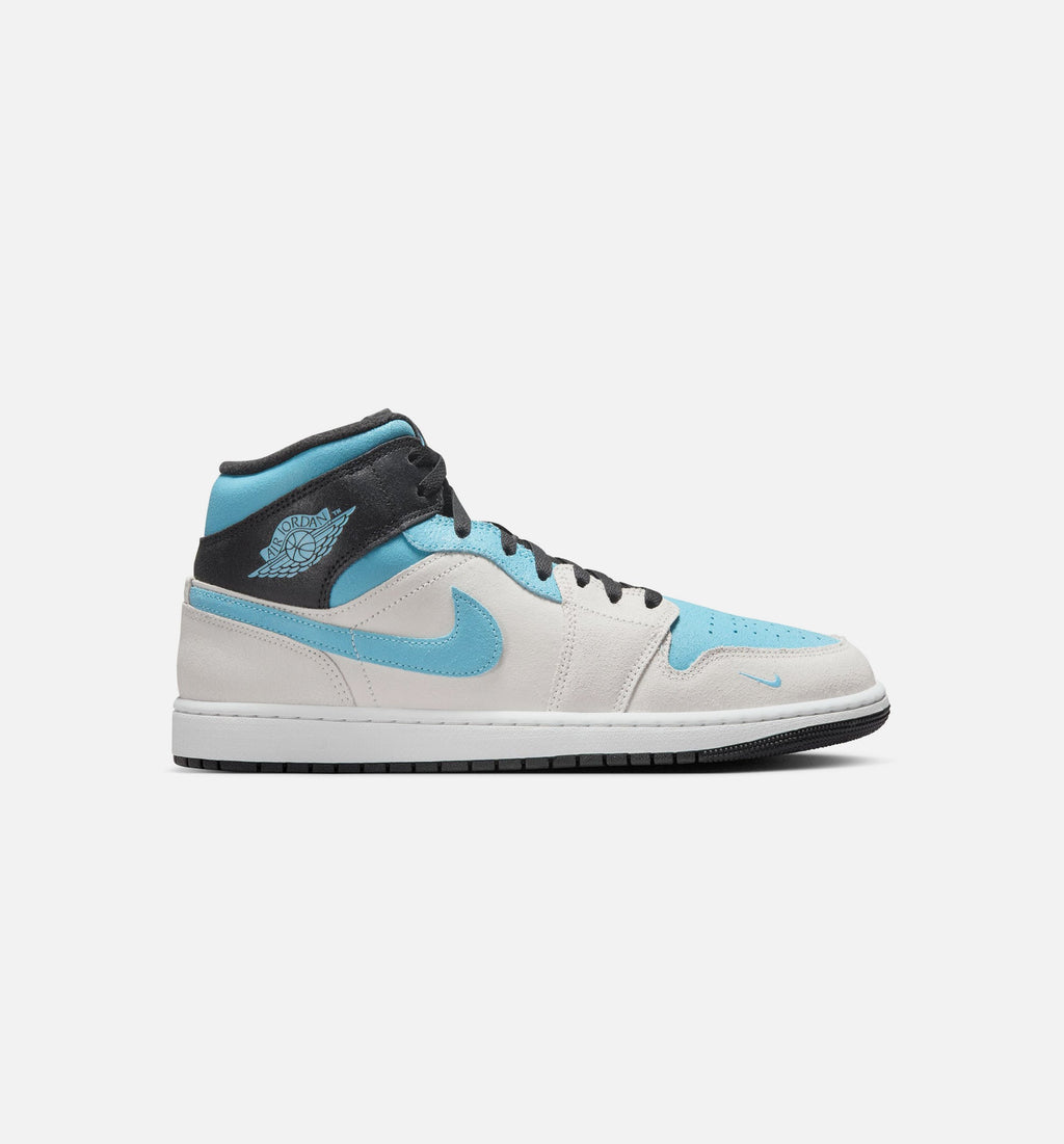 Air Jordan 1 Mid SE Men's Shoes - Summit White / Blue Chill / Black