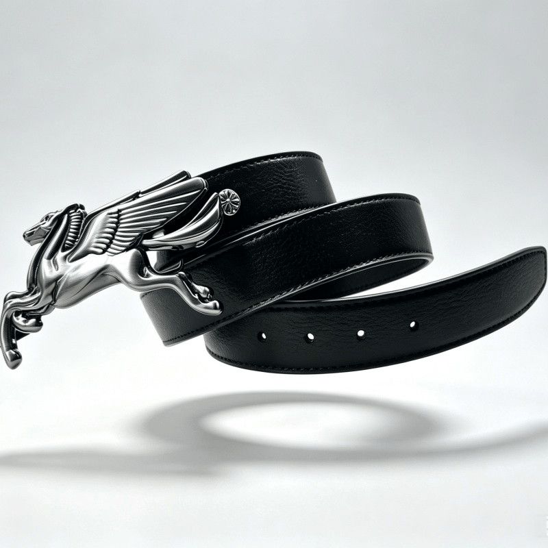 Pegasus Leather Belt Litchi Grain Winged Horse Buckle Waist