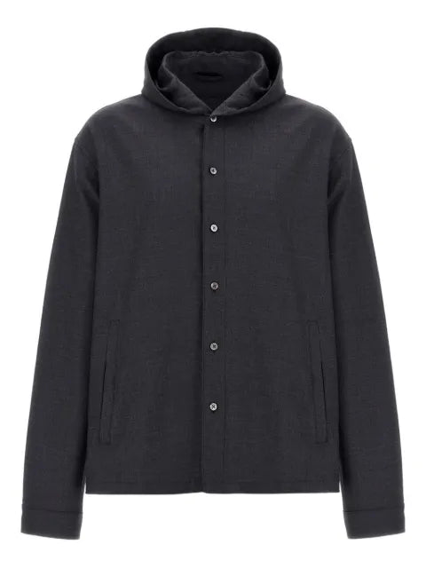 Herno button-fastening hooded jacket