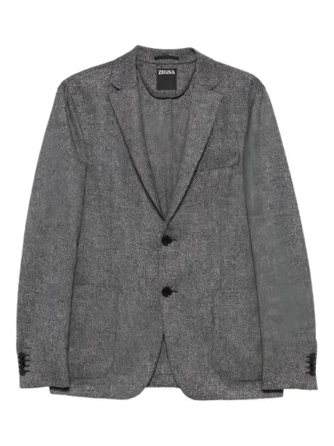 Zegna buttoned herringbone-pattern blazer
