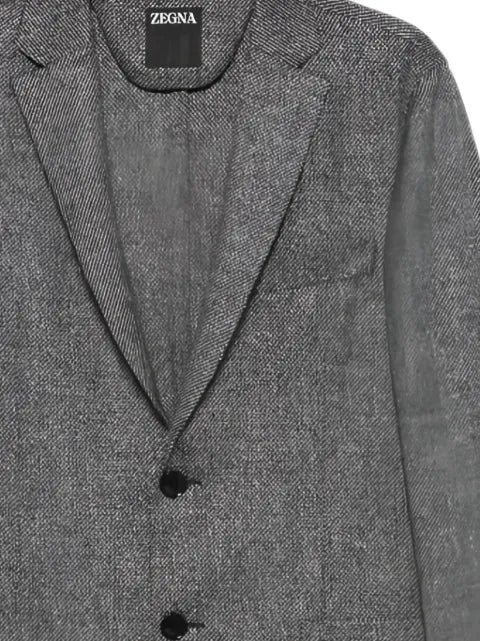 Zegna buttoned herringbone-pattern blazer