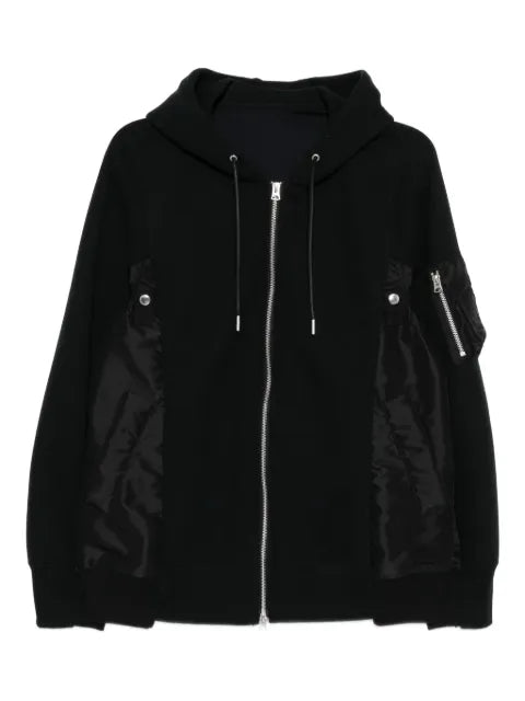 sacai drawstring hood bomber jacket