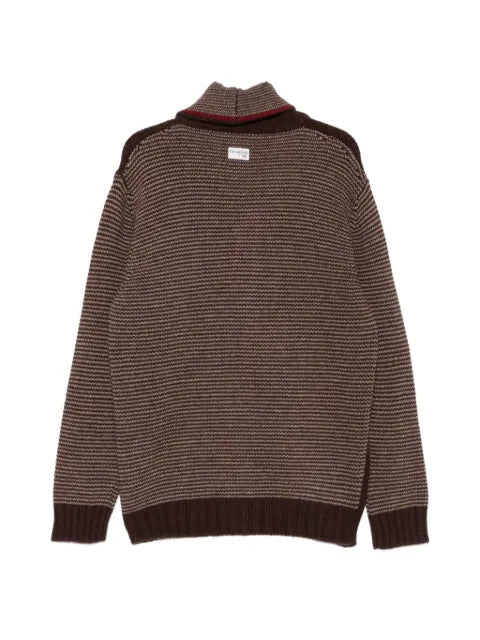 Fay geometric-pattern shawl-collar cardigan