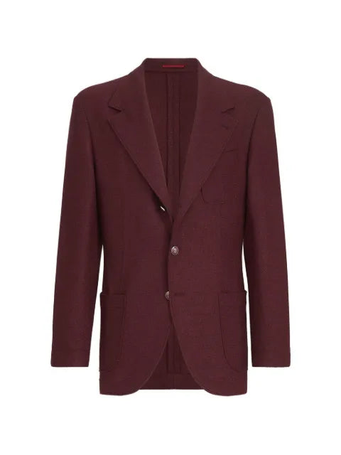 Brunello Cucinelli cashmere panama deconstructed blazer with patch pockets and metal buttons