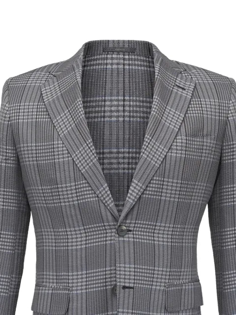 Brioni check-pattern notched-lapel jacket
