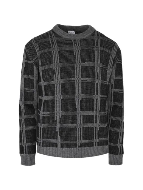 Pal Zileri checked intarsia-knit sweater