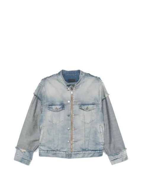 Haikure distressed panelled denim jacket