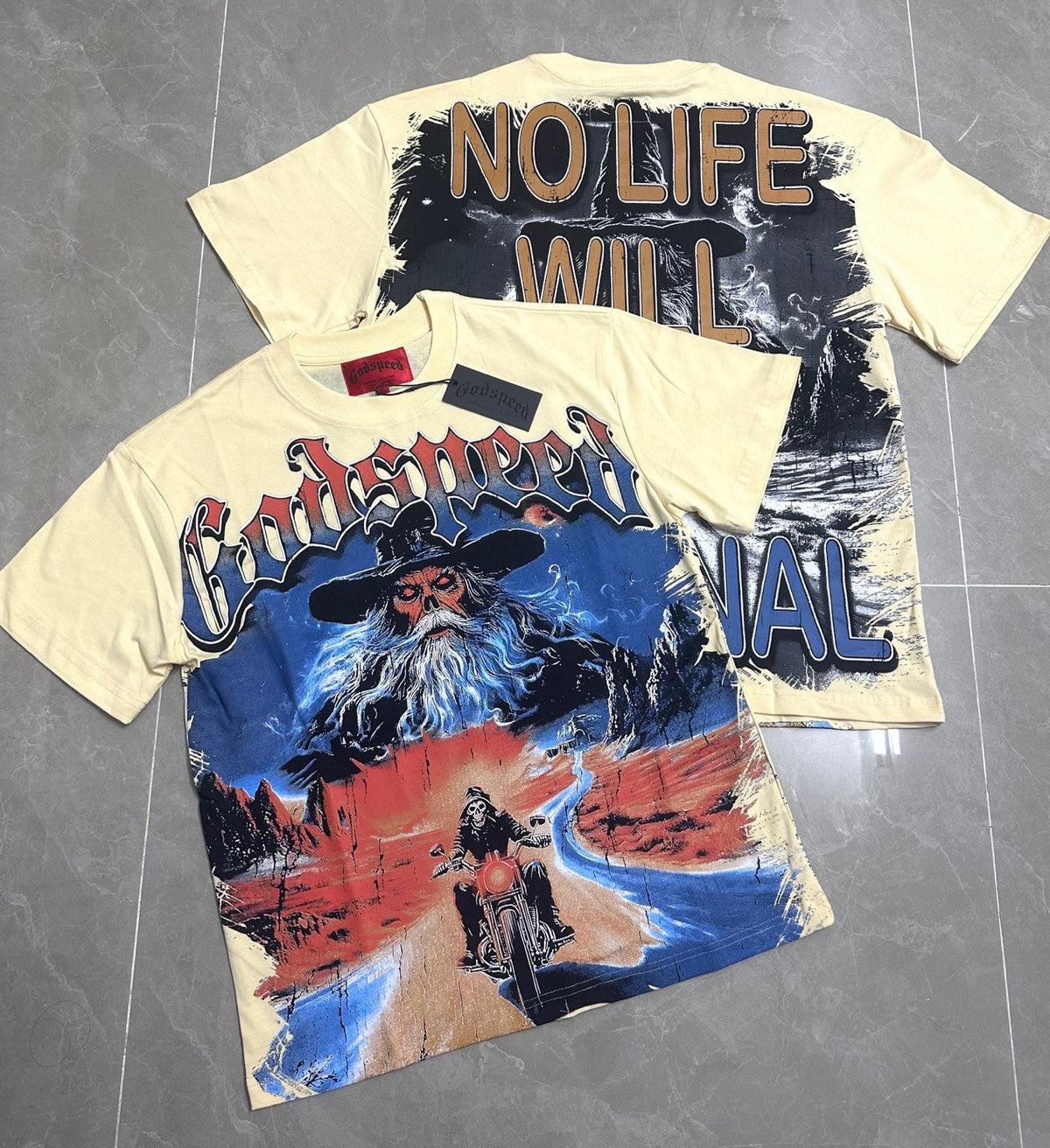 Godspeed Desert Wizard Biker Short Sleeve Tee (Cream Yellow)
