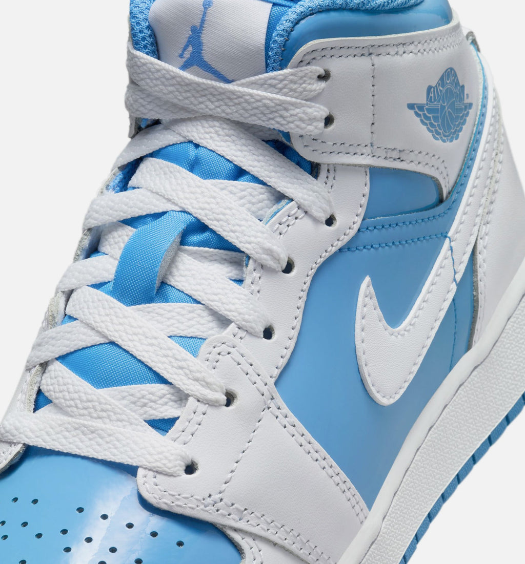 Air Jordan 1 Mid Legend Blue Grade School Shoes - White / Legend Blue