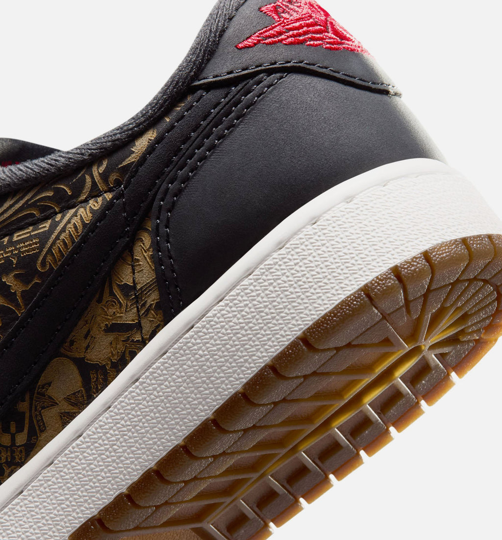 Air Jordan 1 Retro Low OG Laser Grade School Shoes - Black / Varsity Red
