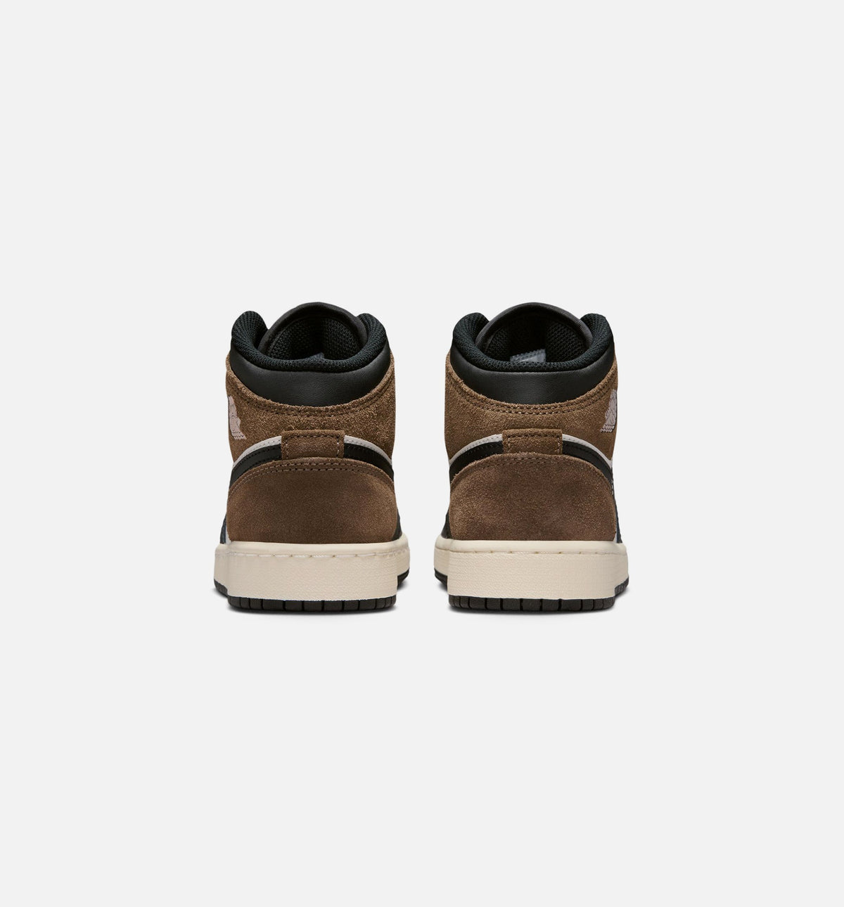 Air Jordan 1 Mid Grade School Shoes - Black / Phantom / Palomino / University Red