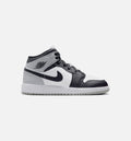 Air Jordan 1 Mid Grade School Shoes - White / Light Smoke Grey / Black