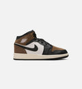 Air Jordan 1 Mid Grade School Shoes - Black / Phantom / Palomino / University Red
