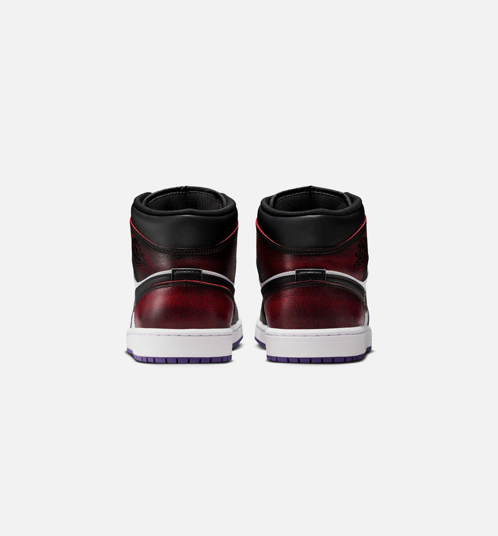 Air Jordan 1 Mid SE Men's Shoes - True Red / White / Court Purple / Black