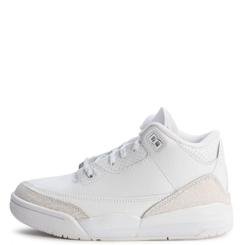 Little Kid's Jordan 3 Retro "Pure Money" White/Metallic Silver-White (DM0966 111)