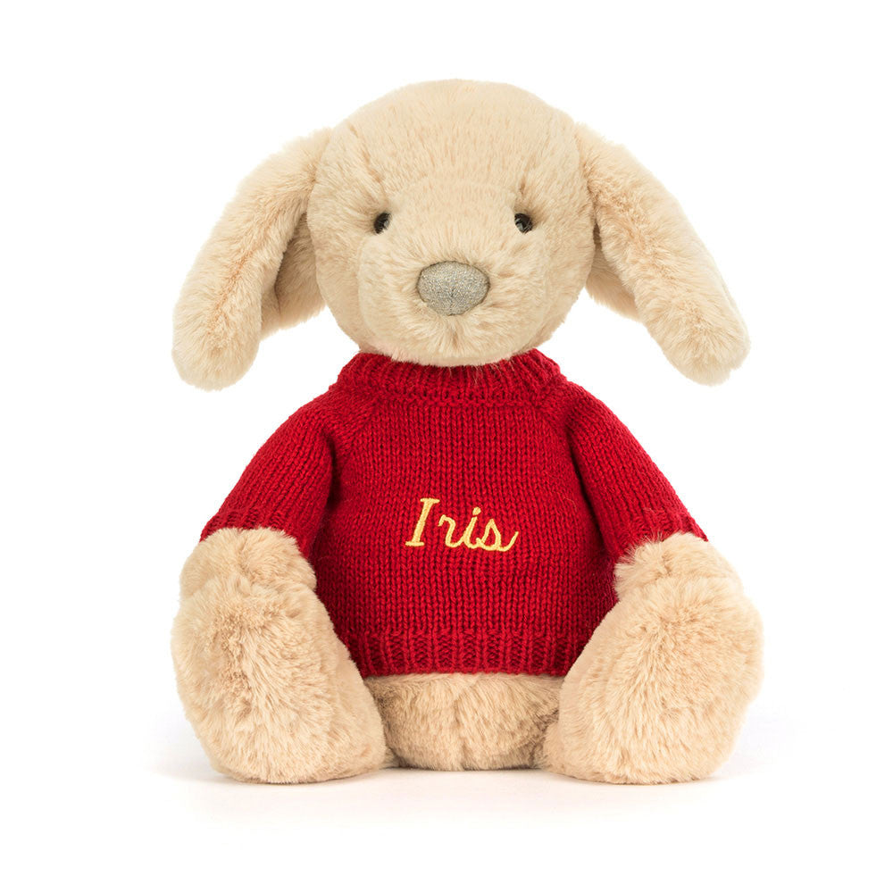 Bashful Luxe Puppy Orlando with Personalized Red Jumper