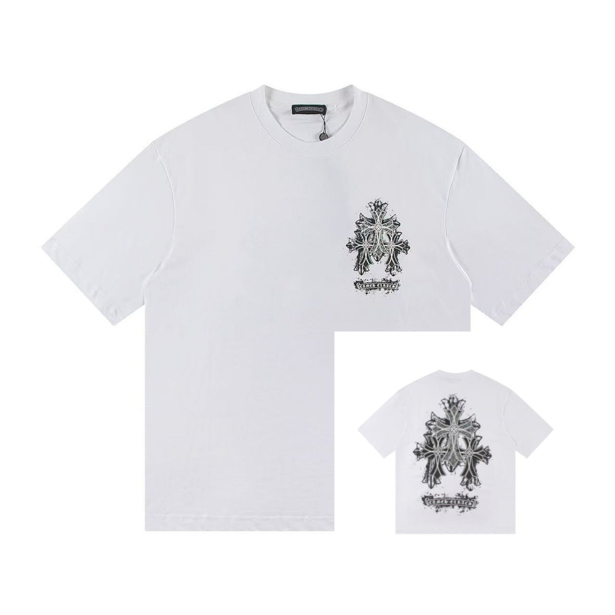 Chrome Hearts Color Sanskrit Cross Horseshoe Print Short Tee Unisex