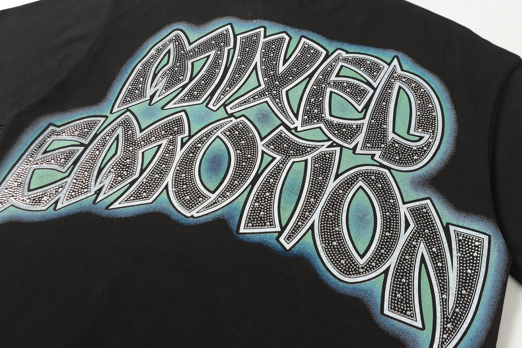 MIXED EMOTION Rhinestone Graphic T-Shirt