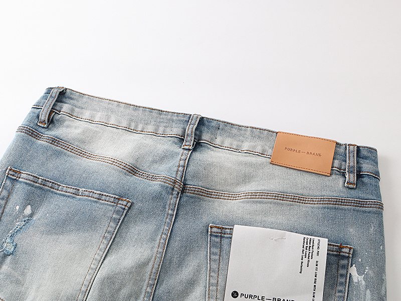 Purple Brand Light Blue Paint-Splatter Distressed Flared Jeans