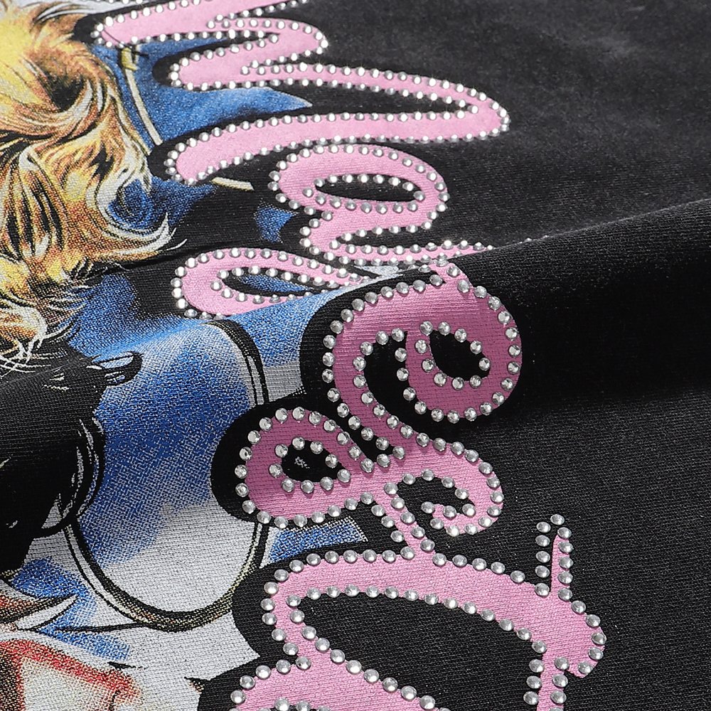 MAJESTIK We Are Friend Rhinestone Graphic T-Shirt