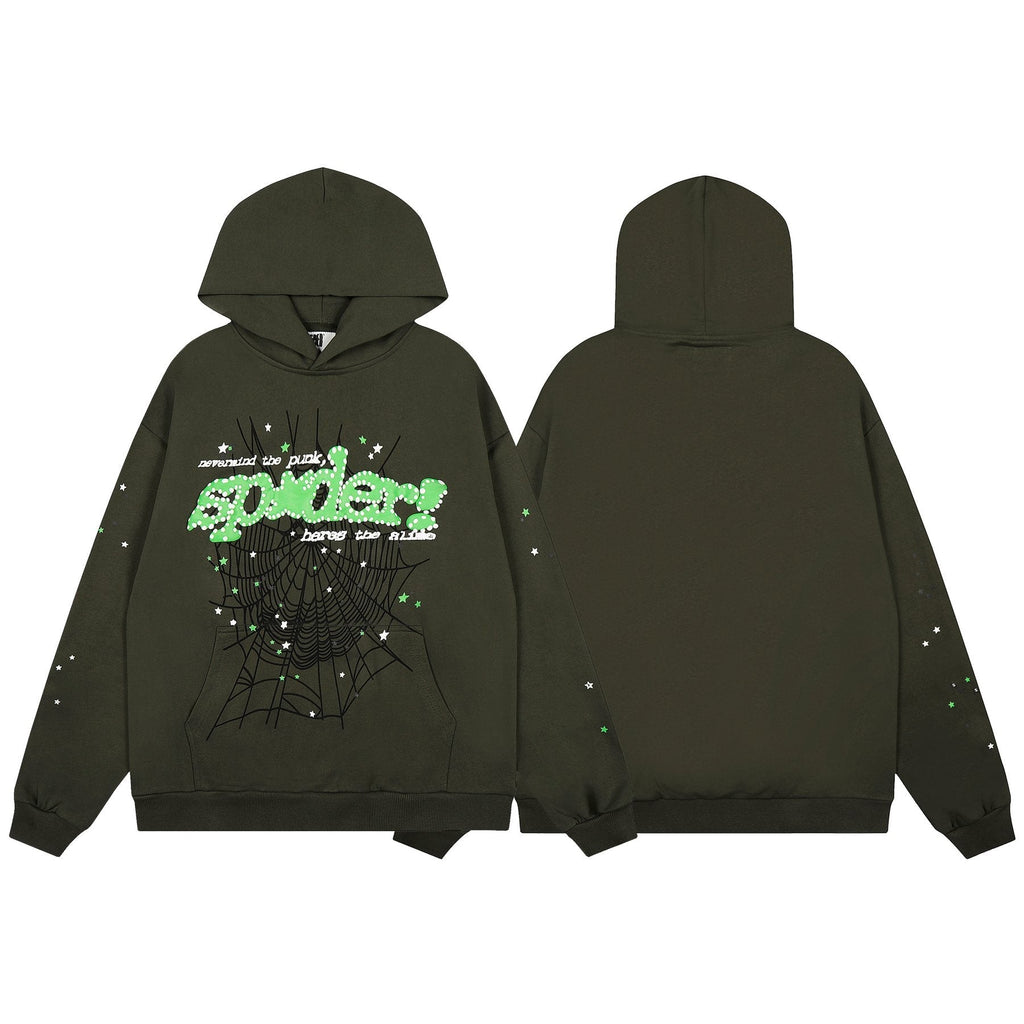 Sp5der Olive Green Spiderweb Graphic Matching Set