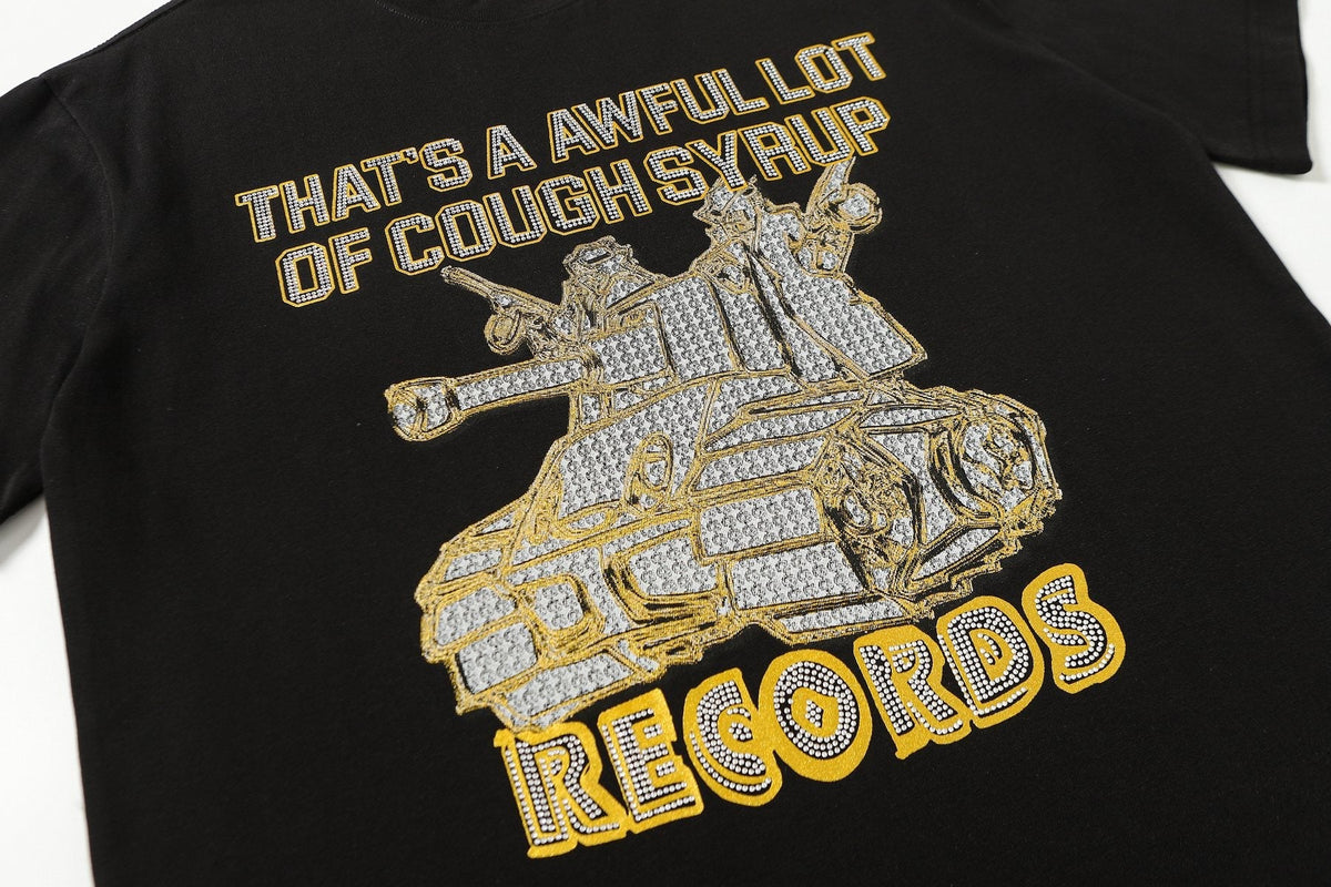 THAT'S A AWFUL LOT OF COUGH SYRUP Rhinestone Graphic Short-Sleeve T-Shirt