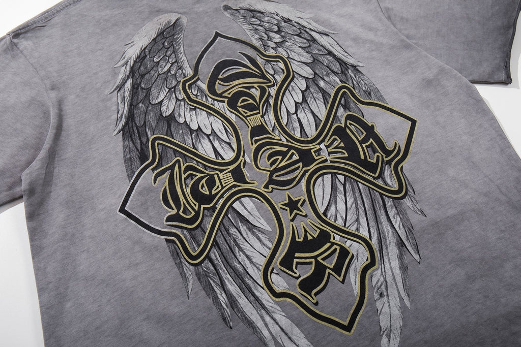 MAJESTIK Winged Cross Graphic T-Shirt