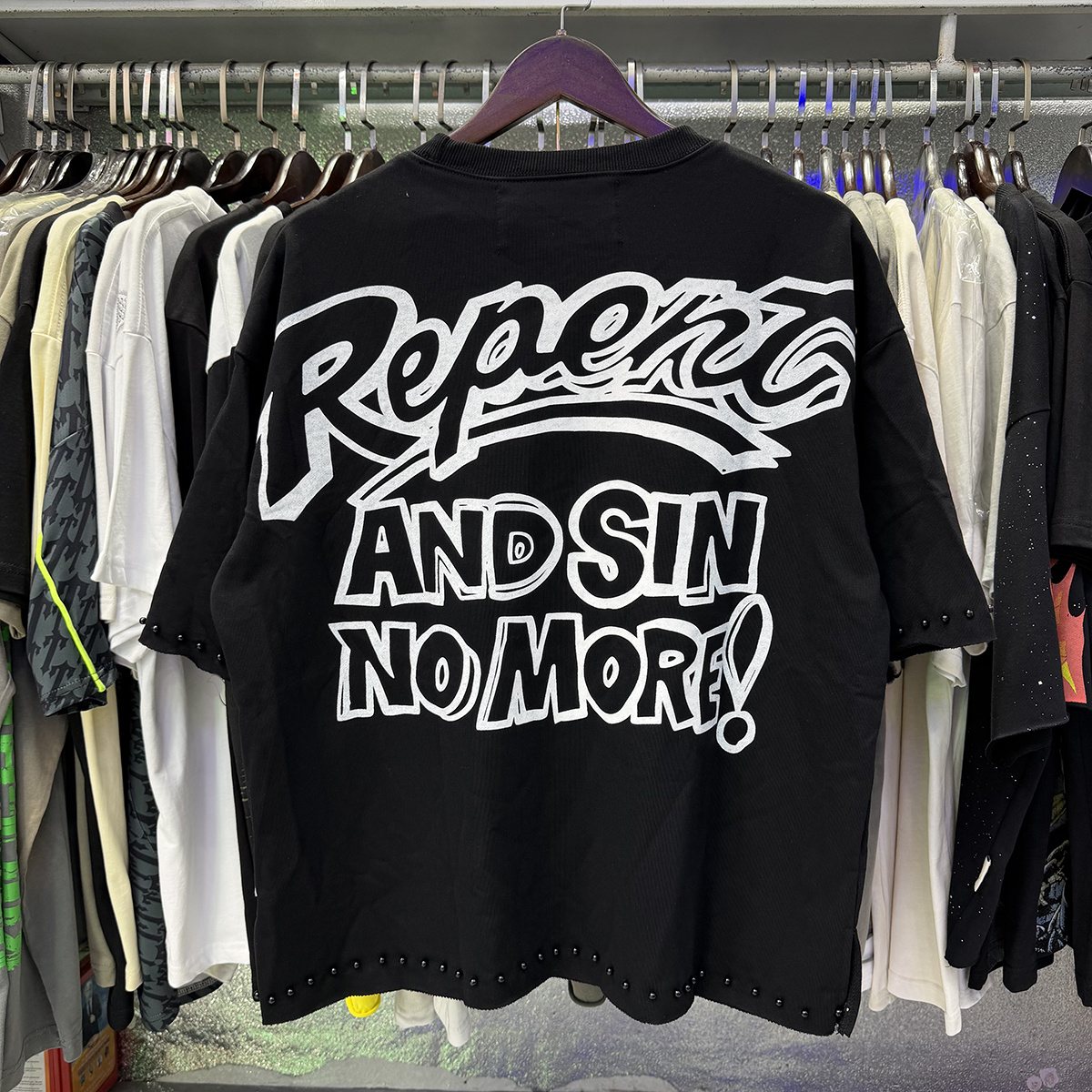 BKYS Revival Repent Skull Rhinestone Cropped T-Shirt