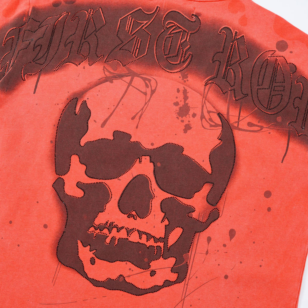 FIRST ROW Skull Rhinestone Graphic T-Shirt