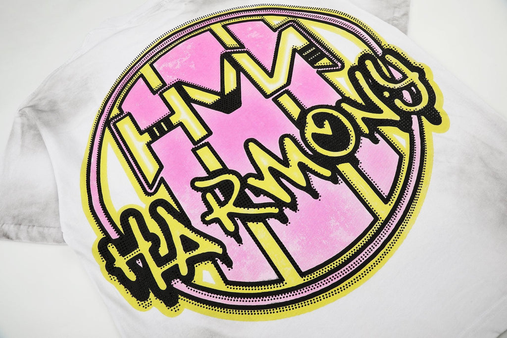 HARMONY Washed White Front & Back Graphic T-Shirt