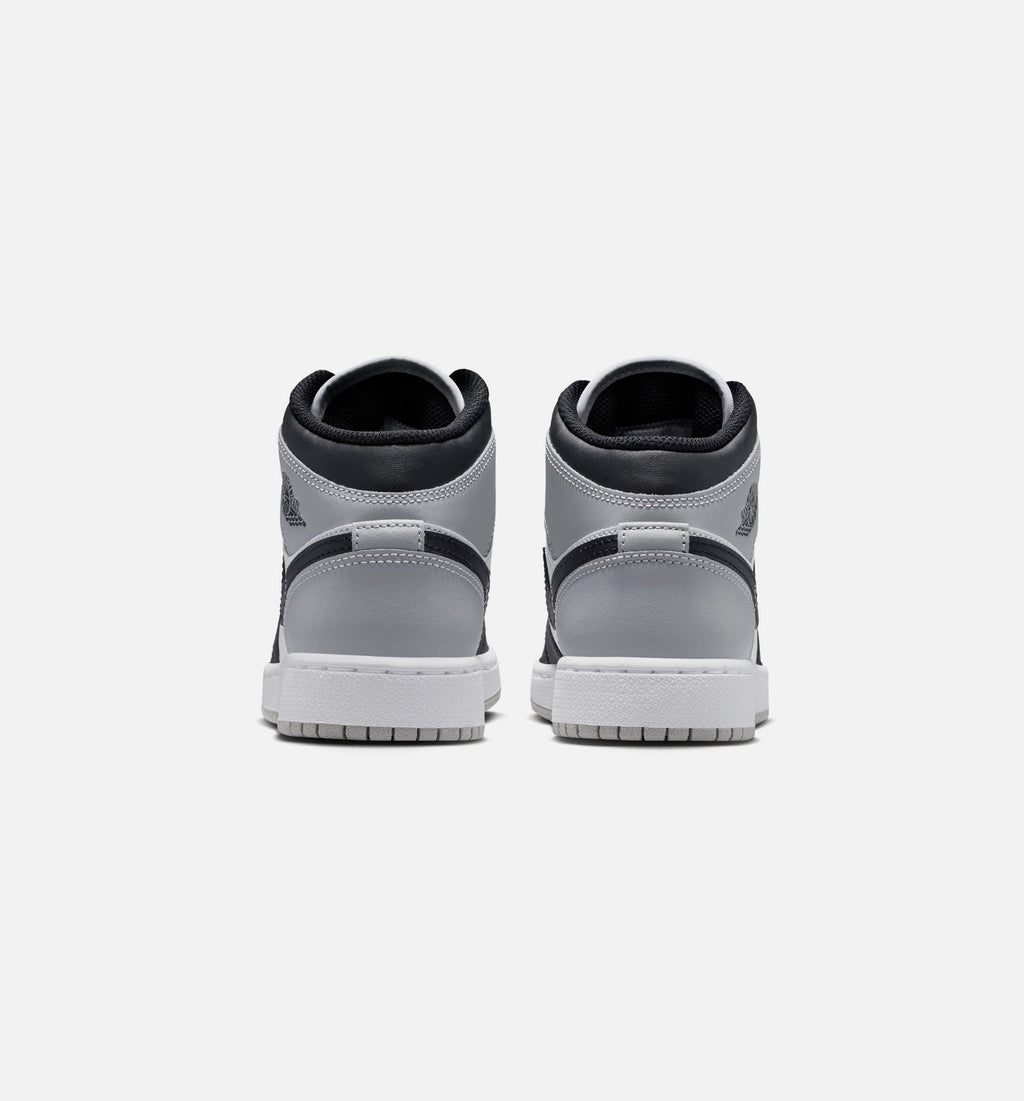 Air Jordan 1 Mid Grade School Shoes - White / Light Smoke Grey / Black