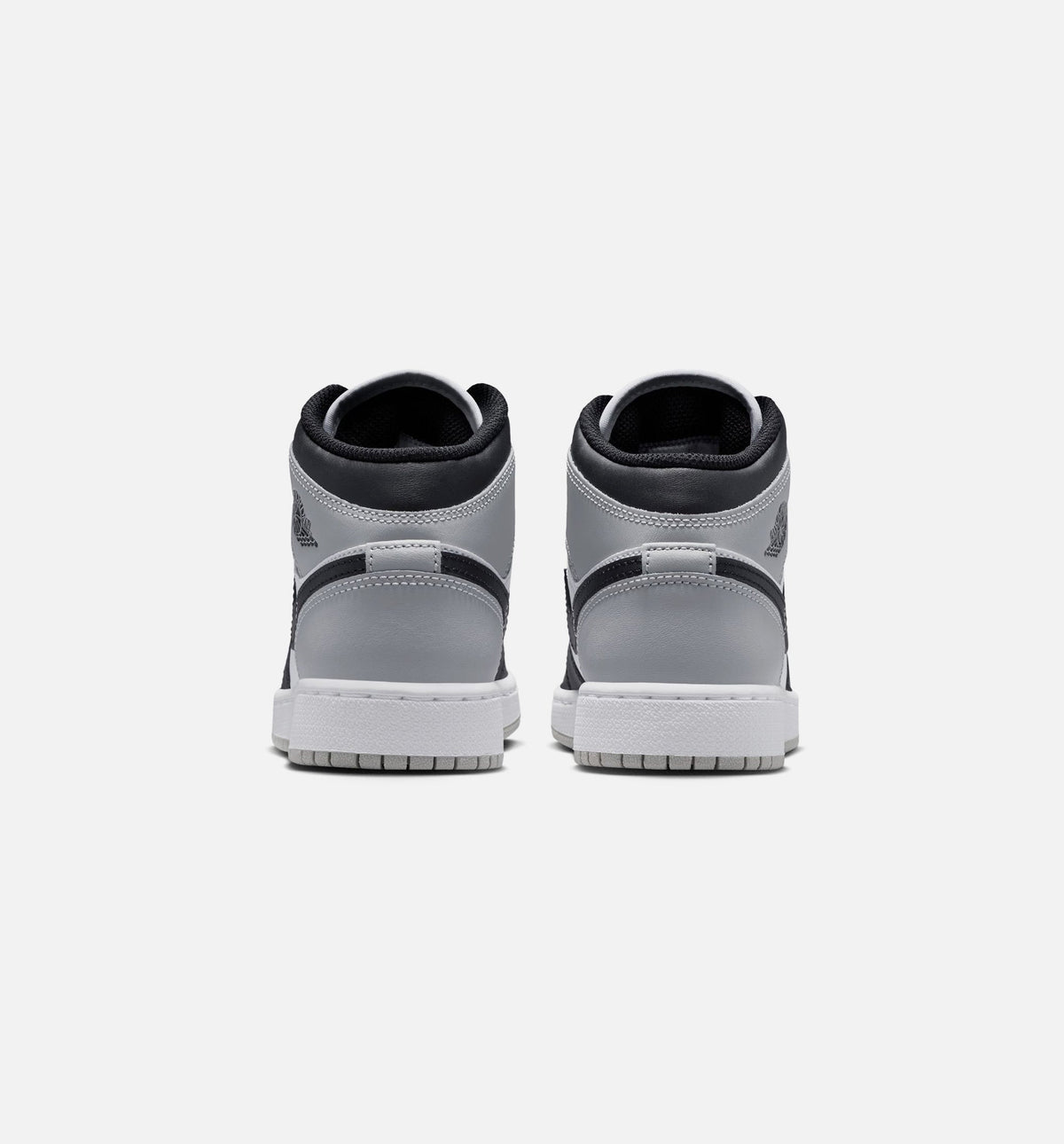 Air Jordan 1 Mid Grade School Shoes - White / Light Smoke Grey / Black