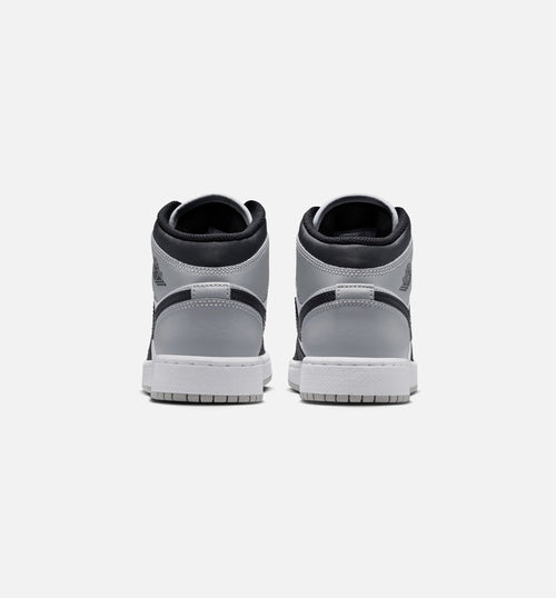 Air Jordan 1 Mid Grade School Shoes - White / Light Smoke Grey / Black