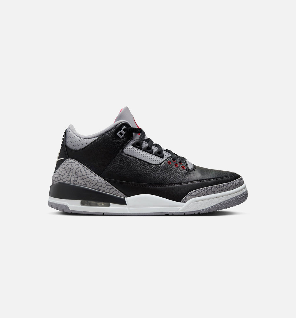 Air Jordan 3 Retro Black Cement Men's Sneakers - Black / Fire Red / Cement Grey / Summit White
