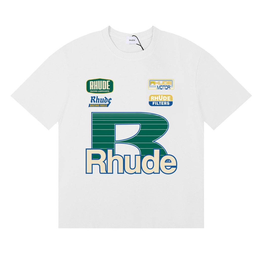 Rhude T-shirts Graffiti Printing Cotton Casual Short Sleeve Men and Women