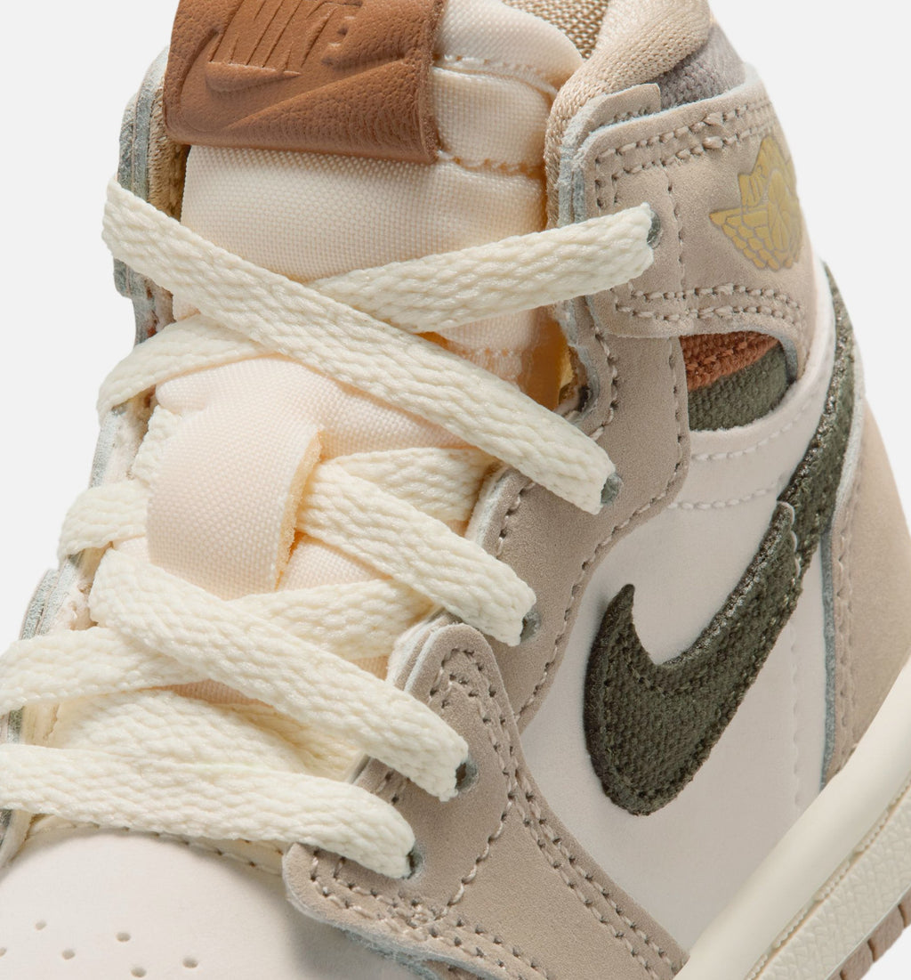 Air Jordan 1 Retro High OG Khaki Infant/Toddler Lifestyle Shoe – Khaki/Sail/Coconut Milk/Cargo Khaki