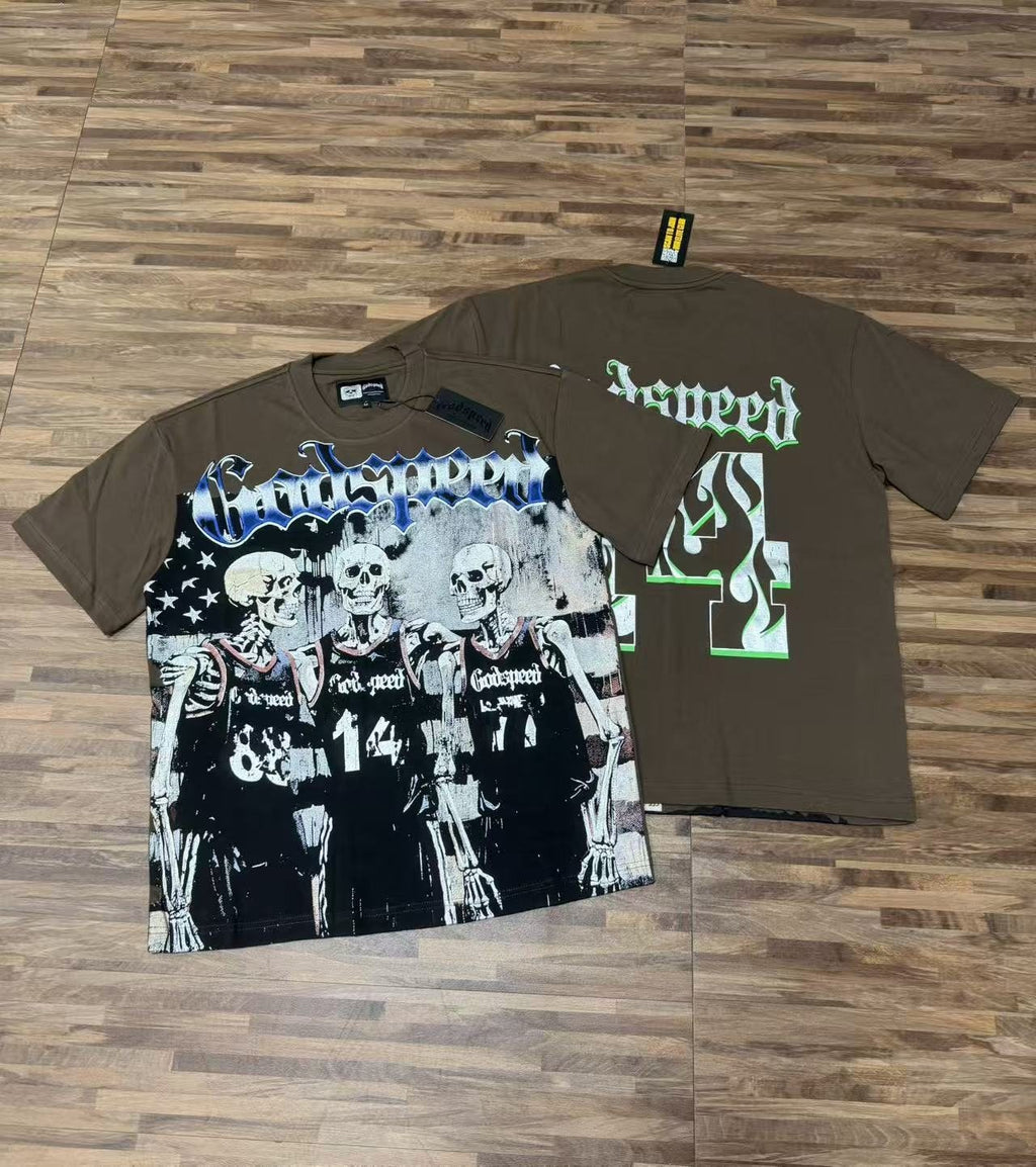 Godspeed Skeleton Basketball Number 14 T-Shirt